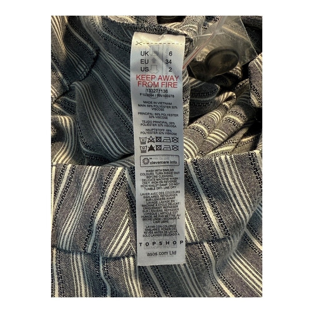 Topshop Striped Wide Leg Pants‎ Career Casual Trousers Gray White Size 2 NWT - Picture 6 of 6